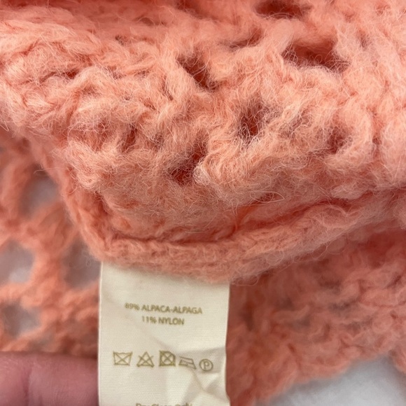 Free People Alpaca boho crochet coral crop sweater - Picture 6 of 9